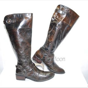 BORN Tall Knee High Heeled Boots Genuine Leather sz Womens 8.5 M EUC